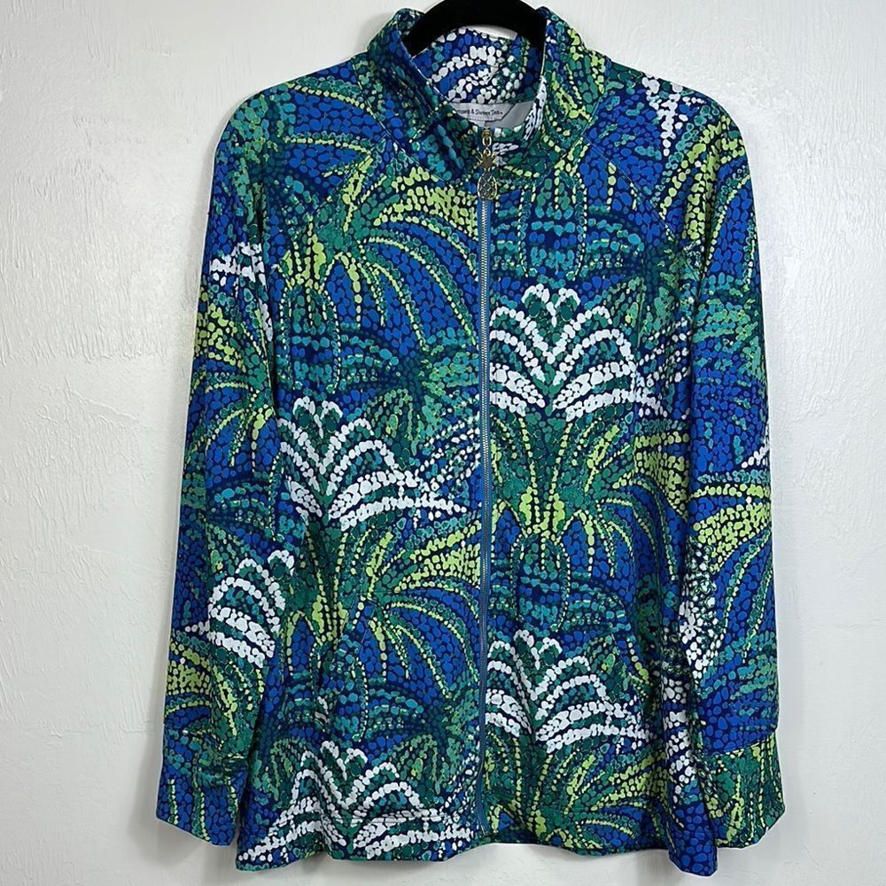 Sunsets & Sweet Tea Zip Front Long Sleeve Vibrant Jacket UPF50 Size XL